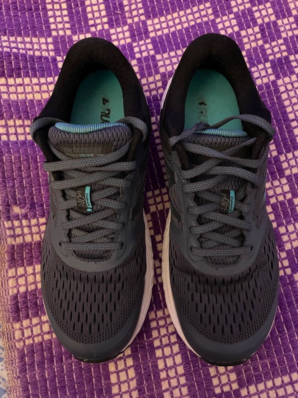 New Balance Women's Navy Blue Athletic Sneakers with Teal Insole and Accent